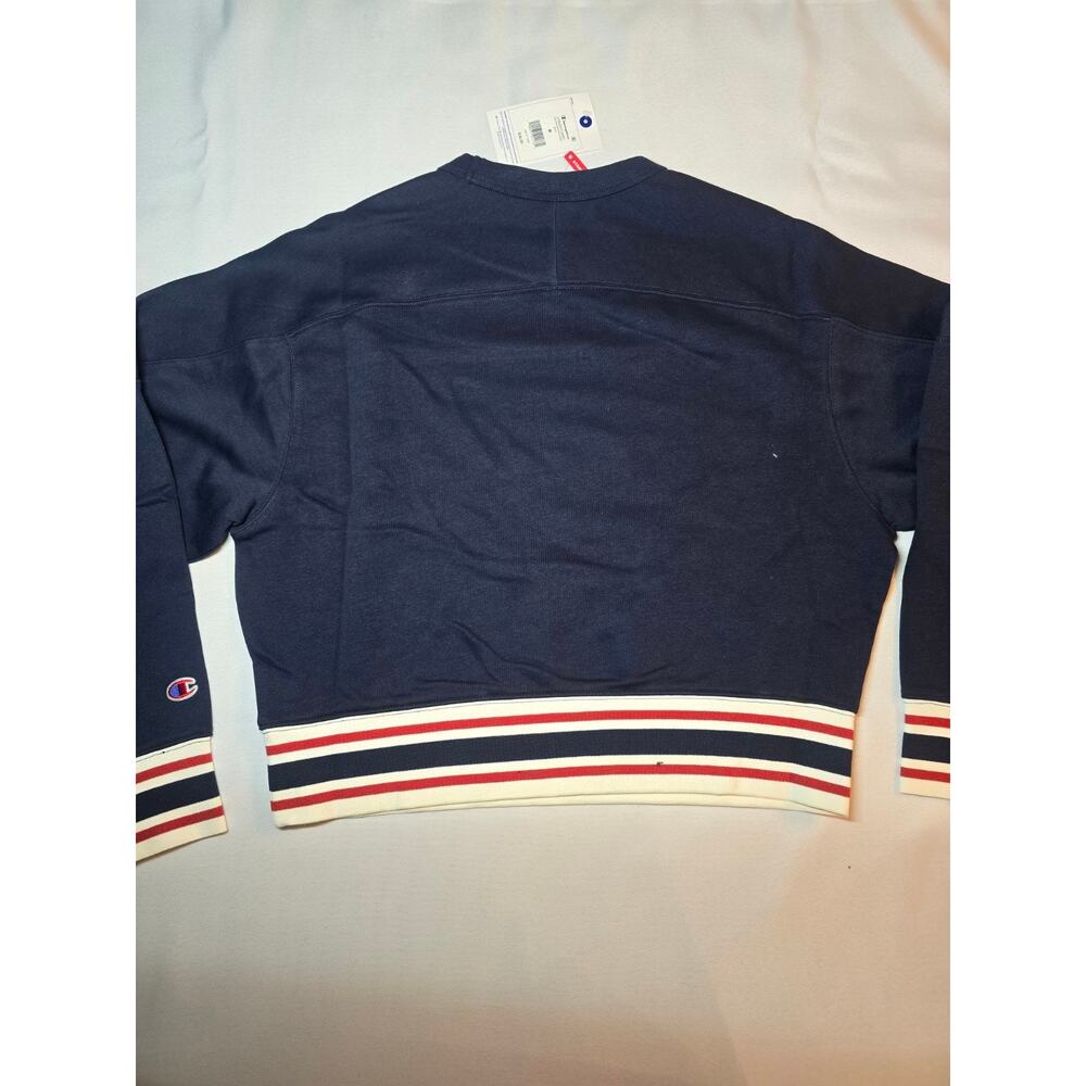 Champion Cropped Crewneck Sweatshirt Embroidered Script Logo - Picture 3 of 4